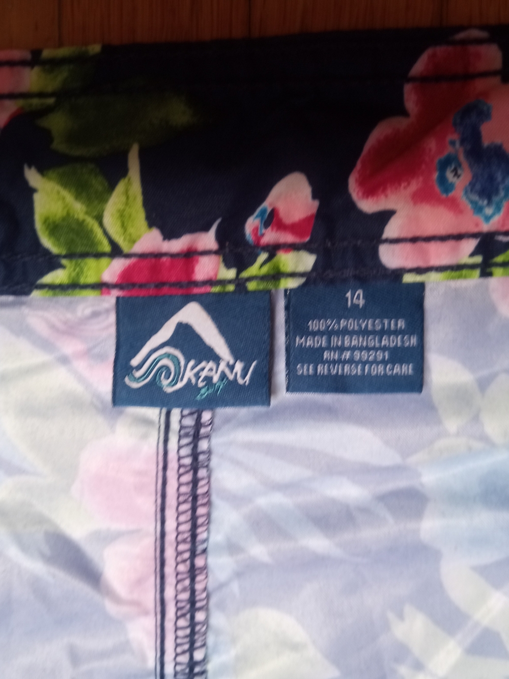 Kanyu Surf Tropical with Pink & Teal Flowers Board Shorts - Picture 3 of 5